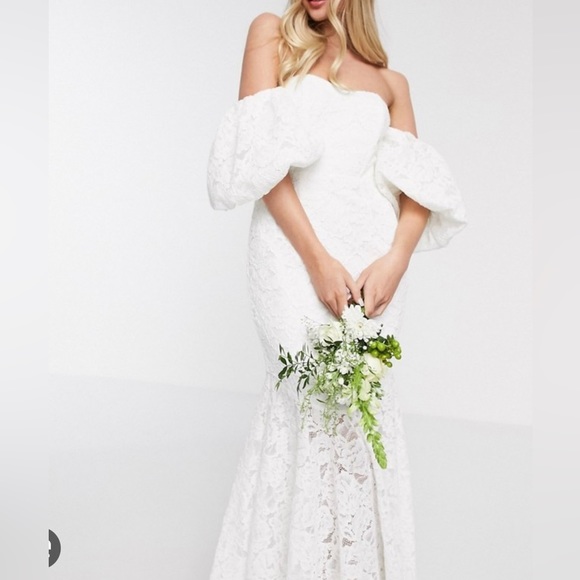 ASOS Edition Chelsea Off Shoulder Wedding Dress - Picture 1 of 2